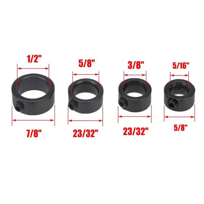 Sydien Drill Bit Stop Collar Set  3 Sets of Drill Stop Collar Set Woodworking Ring Locator with Allen Wrench (1/8""  5/32""  3/16""  1/4""  5/16""  3/8""  1/2""  5/8"") - 24 Piece - Image 5